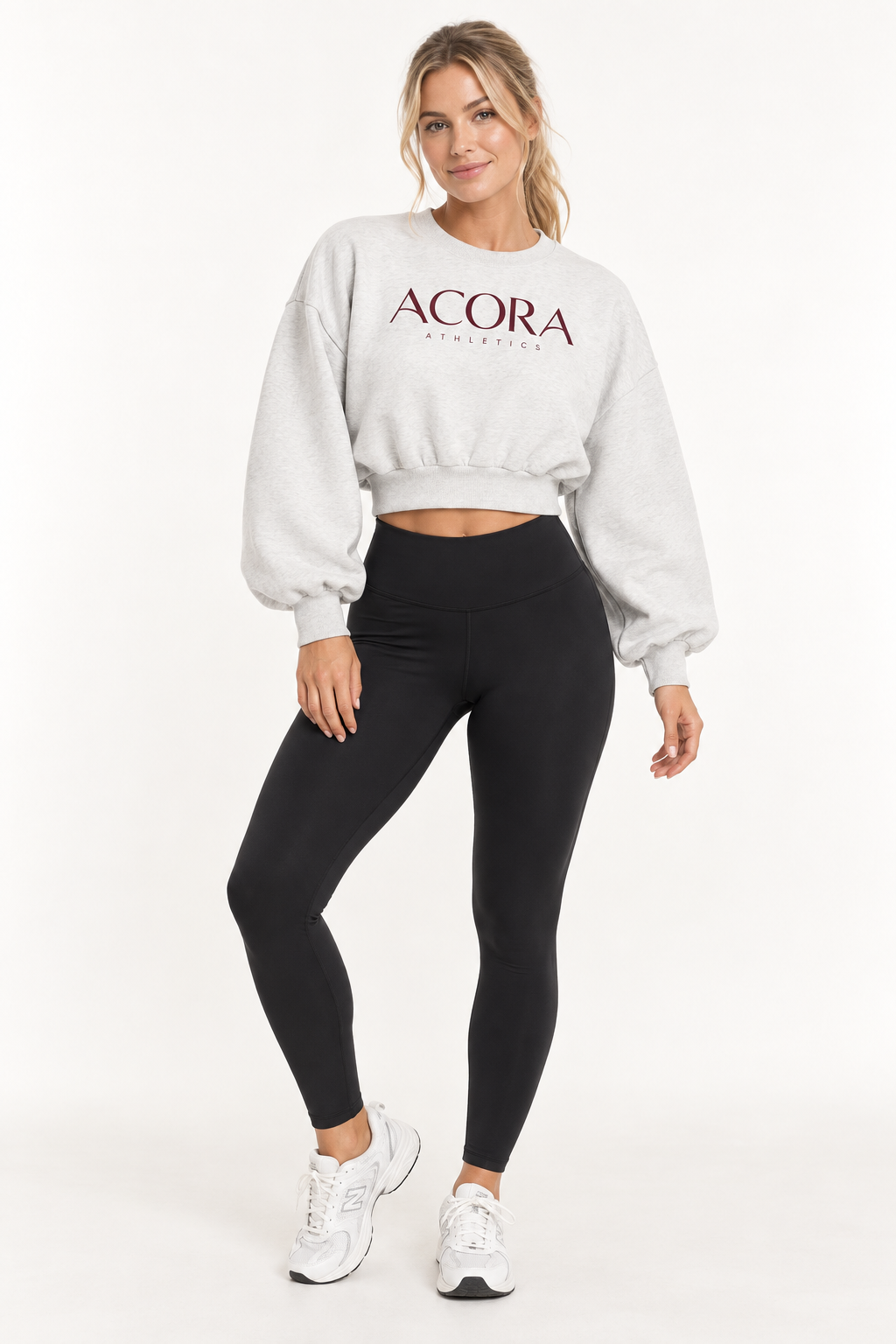 ACORA Women's Cropped Crewneck Sweatshirt - MAROON